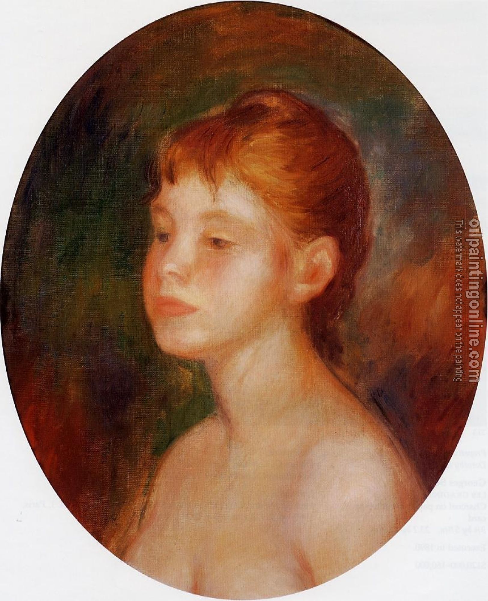 Renoir, Pierre Auguste - Study of a Young Girl, Mademoiselle Murer